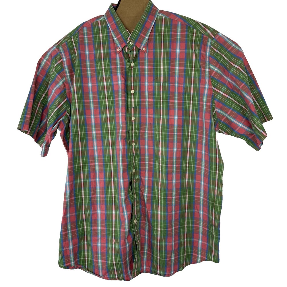 Peter Millar Weekender Finish Men Large Button Down Shirt Cotton Plaid Multi XXL
